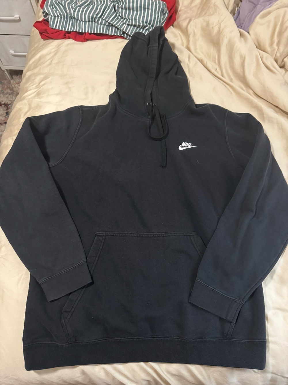 Nike Black Hoodie with Small White Swoosh